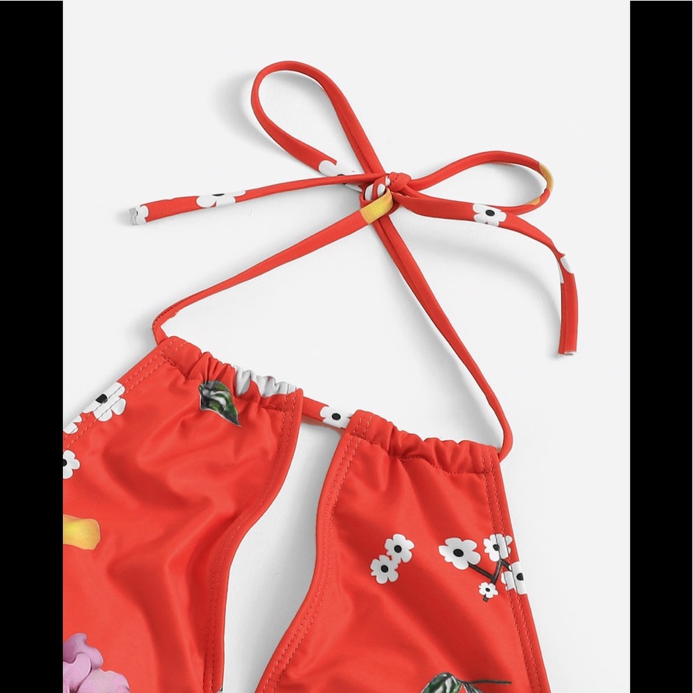 Floral Print Halter Top & Side Tie Bikini Set - Picture 3 of 6
